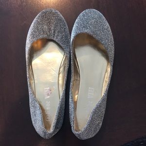 Silver ballet flats